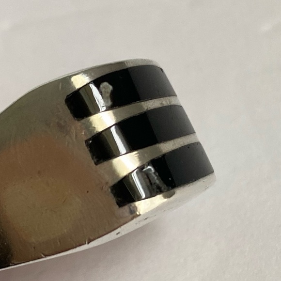 Vintage Sterling Silver Black Onyx Inlay Ring Mexico Heavy Solid Unisex Size 13 - Picture 13 of 15